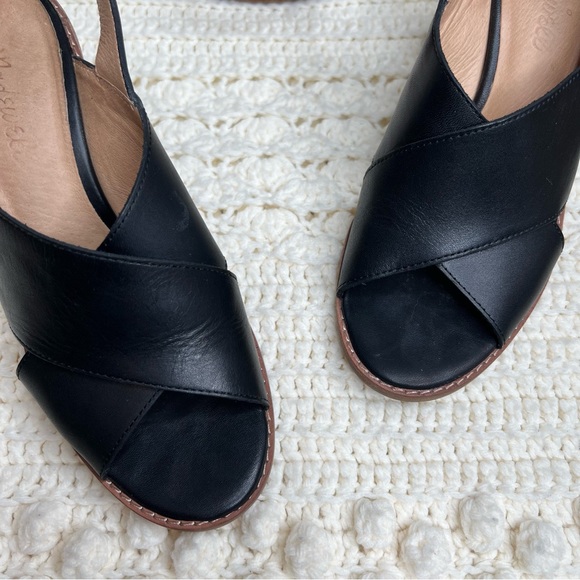 MADEWELL Women’s The Ruthie Crisscross Sandal Leather Black Round Block Heel 6.5 - Picture 4 of 13